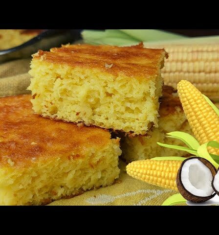 BOLO DE MILHO VERDE COM COCO SEM LEITE E SEM FARINHA