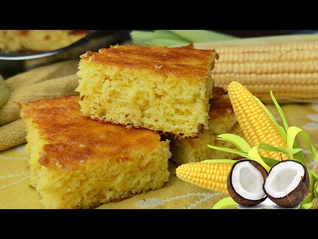 BOLO DE MILHO VERDE COM COCO SEM LEITE E SEM FARINHA