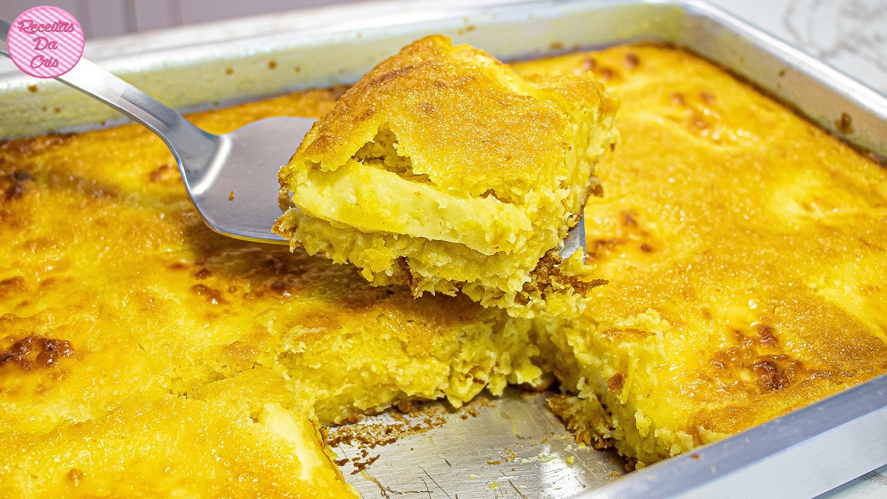 BOLO PAMONHA CREMOSO DE MILHO DE LIQUIDIFICADOR RECHEADO COM QUEIJO MUITO FÁCIL DE FAZER!