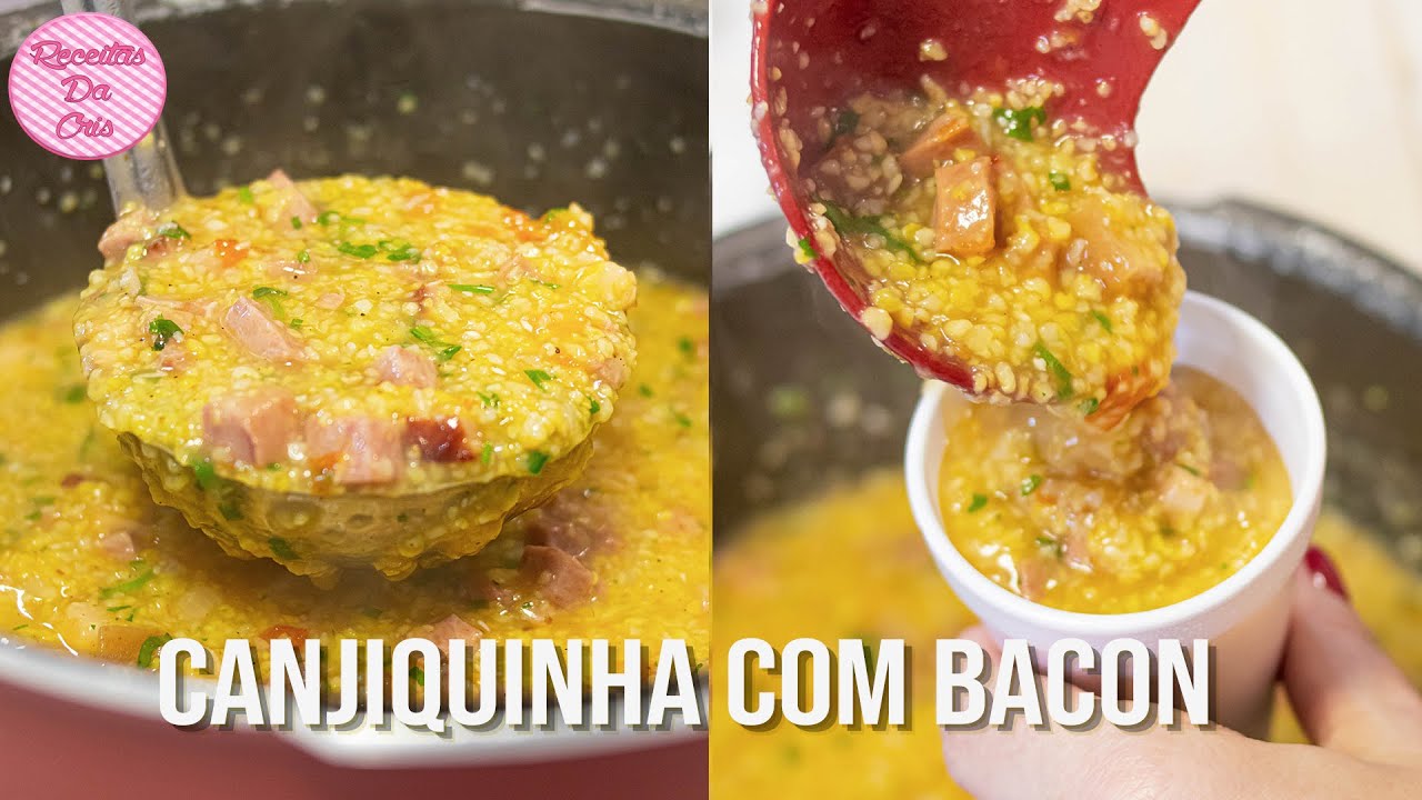 PRONTA EM 10 MINUTOS 😱 CANJIQUINHA DE MILHO COM BACON DE UMA PANELA SÓ!! RECEITAS DA CRIS