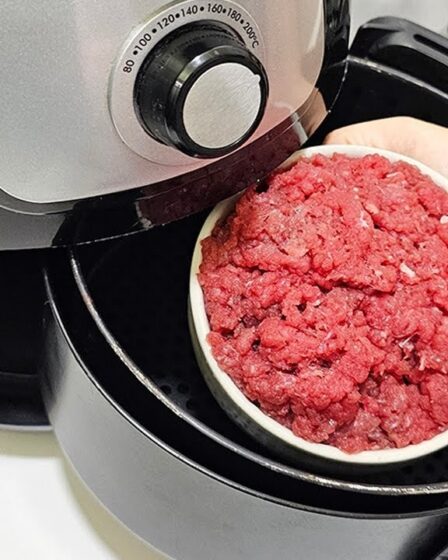 DESSE JEITO VOCÊ NUNCA VIU! CARNE MOÍDA na Air Fryer – pronta em minutos!