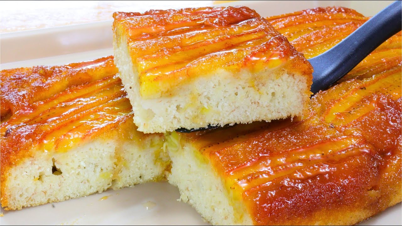 BOLO DE BANANA FOFINHO SEM TRIGO - O MELHOR BOLO DE BANANA CARAMELIZADA SEM GLÚTEN