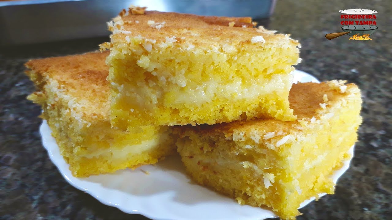 Bolo de FUBÁ CREMOSO de liquidificador Muito fácil e rápido