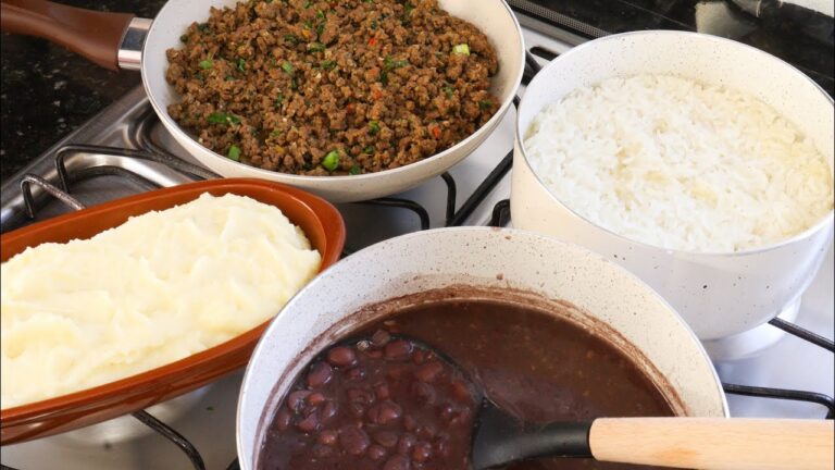 É ASSIM QUE EU FAÇO UM ALMOÇO SIMPLES DO DIA A DIA - ARROZ, FEIJÃO, PURÊ E CARNE MOÍDA - SUPER FÁCIL