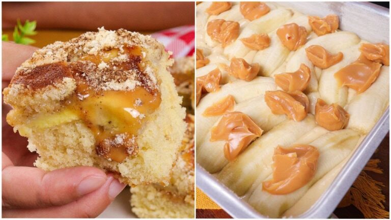 FAÇA HOJE MESMO! A MELHOR RECEITA DE BOLO CUCA DE BANANA COM DOCE DE LEITE