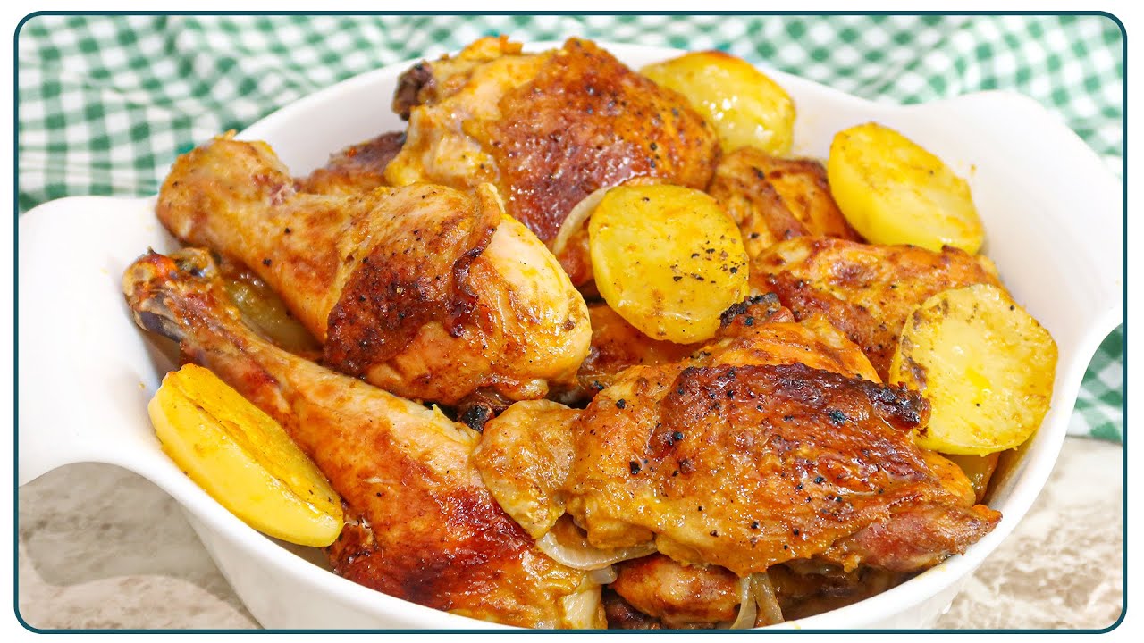 FRANGO ASSADO NO FORNO COM BATATAS | COXA E SOBRECOXA ASSADA | Nandu Andrade