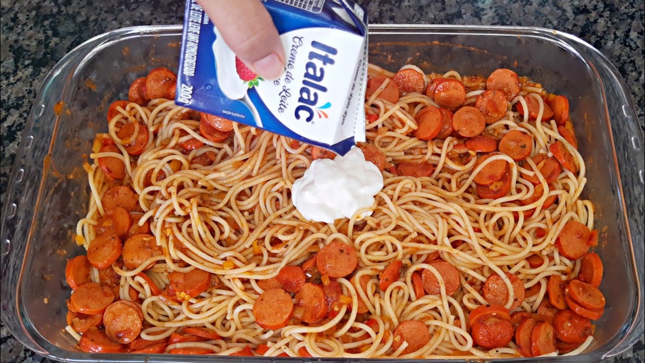 O MELHOR MACARRÃO CREMOSO COM SALSICHA QUE VOCÊ JA VIU | receitas fáceis e rapidas