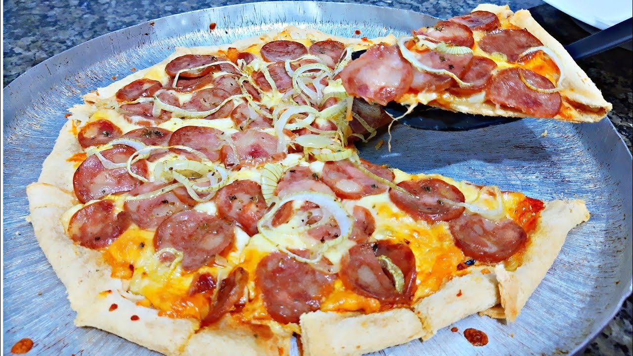 PIZZA DE PÃO DE FORMA COM A BORDA RECHEADA !!! PIZZA DE CALABRESA