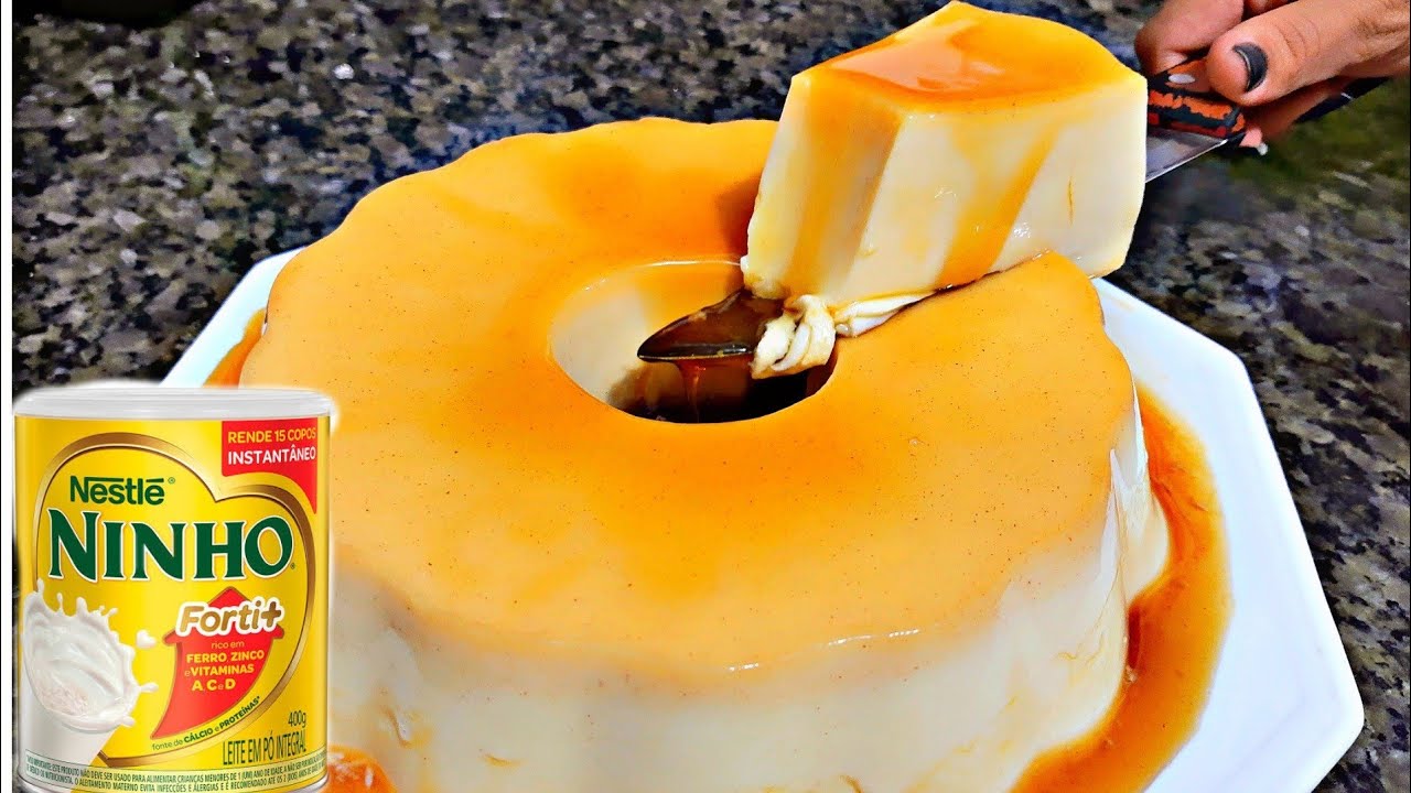 PUDIM DE LEITE NINHO ,SEM OVOS E SEM FORNO !!!